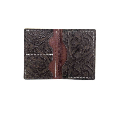 Waylon Wallet - All Embossed w/ Dark Chocolate Tool-Waylon Wallet-Western-Cowhide-Bags-Handmade-Products-Gifts-Dancing Cactus Designs