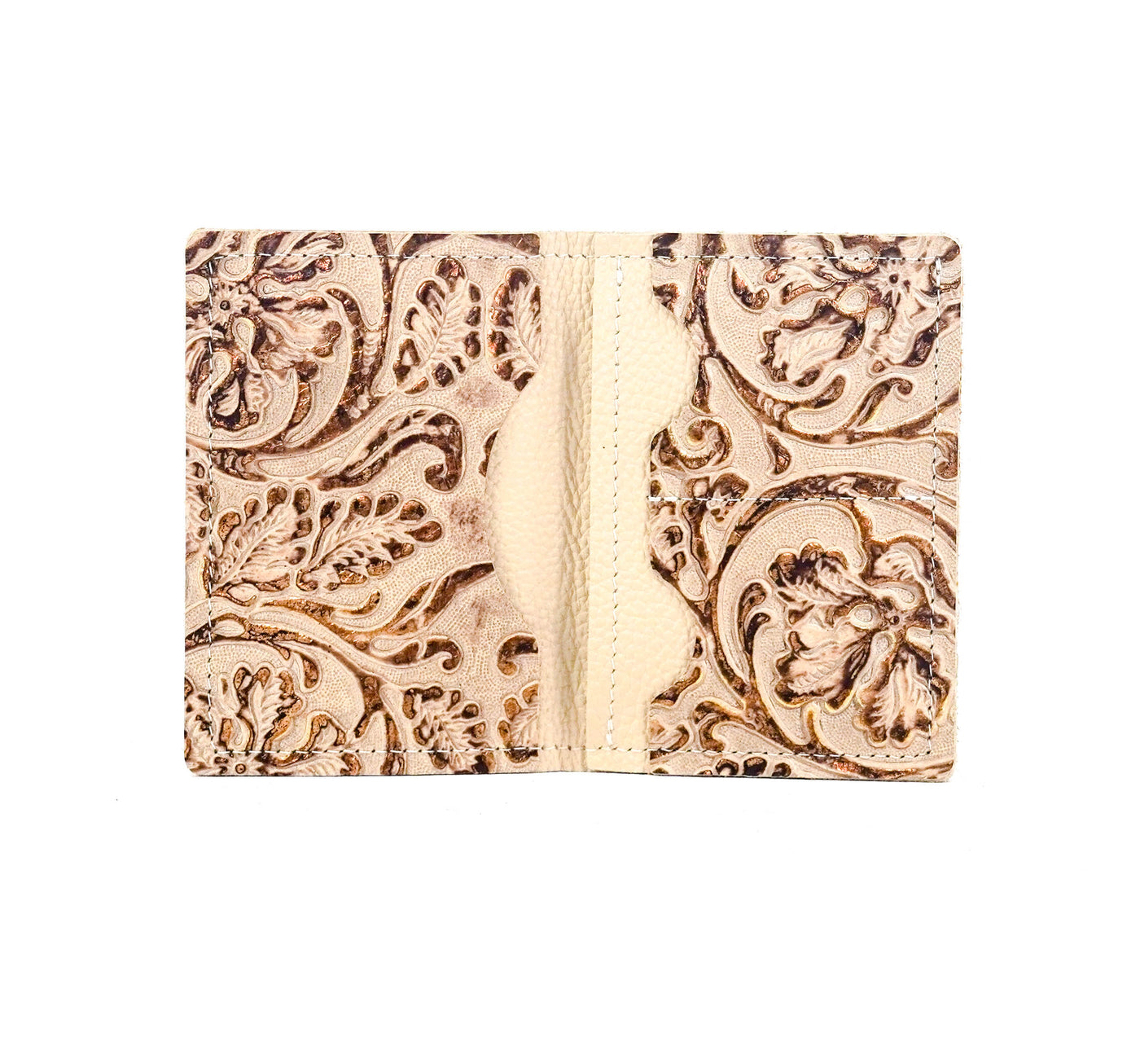 Waylon Wallet - All Embossed w/ Gold Ivory Tool-Waylon Wallet-Western-Cowhide-Bags-Handmade-Products-Gifts-Dancing Cactus Designs