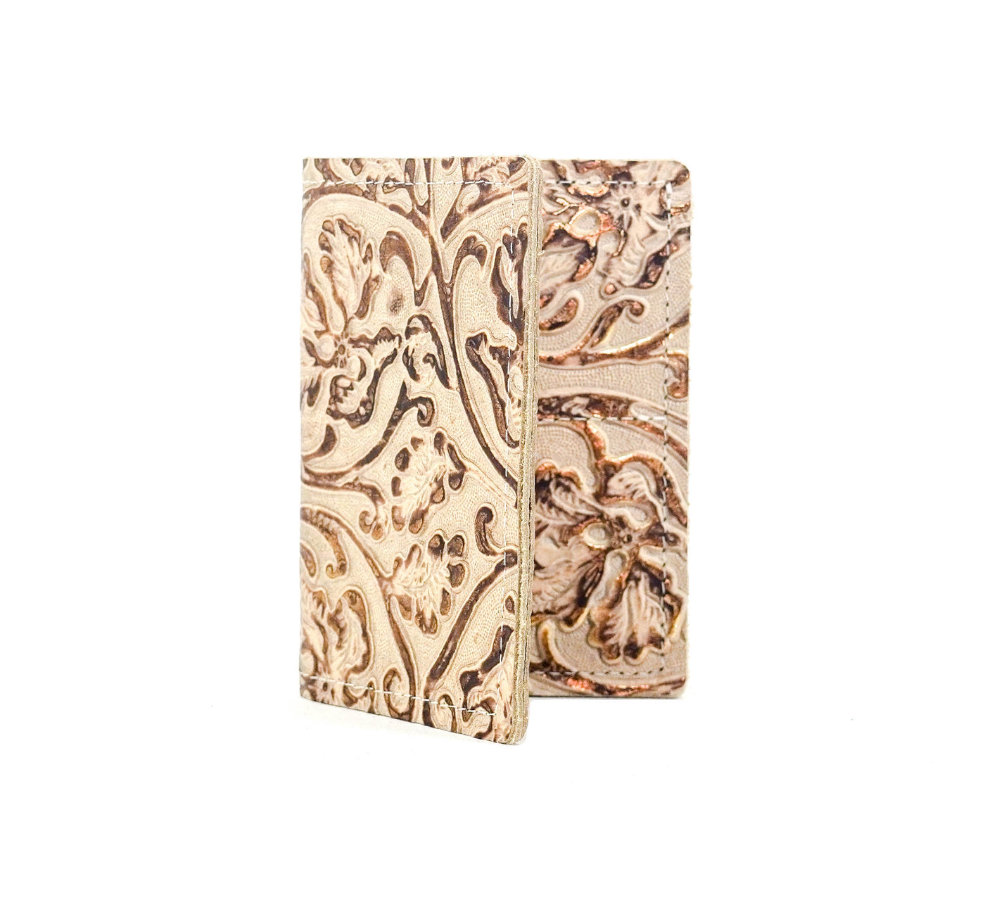 Waylon Wallet - All Embossed w/ Gold Ivory Tool-Waylon Wallet-Western-Cowhide-Bags-Handmade-Products-Gifts-Dancing Cactus Designs