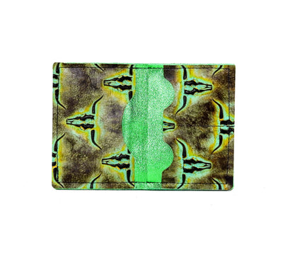 Waylon Wallet - All Embossed w/ Turquoise Skulls-Waylon Wallet-Western-Cowhide-Bags-Handmade-Products-Gifts-Dancing Cactus Designs