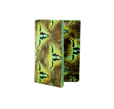Waylon Wallet - All Embossed w/ Turquoise Skulls-Waylon Wallet-Western-Cowhide-Bags-Handmade-Products-Gifts-Dancing Cactus Designs