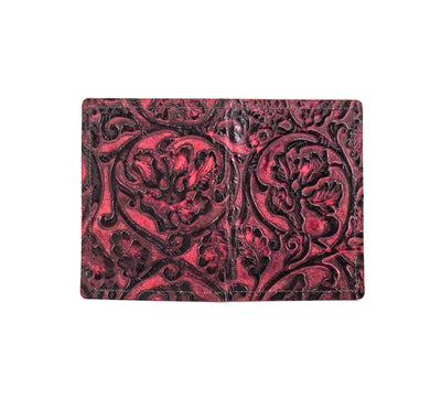 Waylon Wallet - All embossed w/ Burgundy Tool-Waylon Wallet-Western-Cowhide-Bags-Handmade-Products-Gifts-Dancing Cactus Designs
