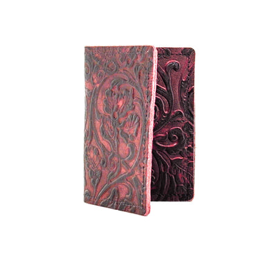 Waylon Wallet - All embossed w/ Burgundy Tool-Waylon Wallet-Western-Cowhide-Bags-Handmade-Products-Gifts-Dancing Cactus Designs