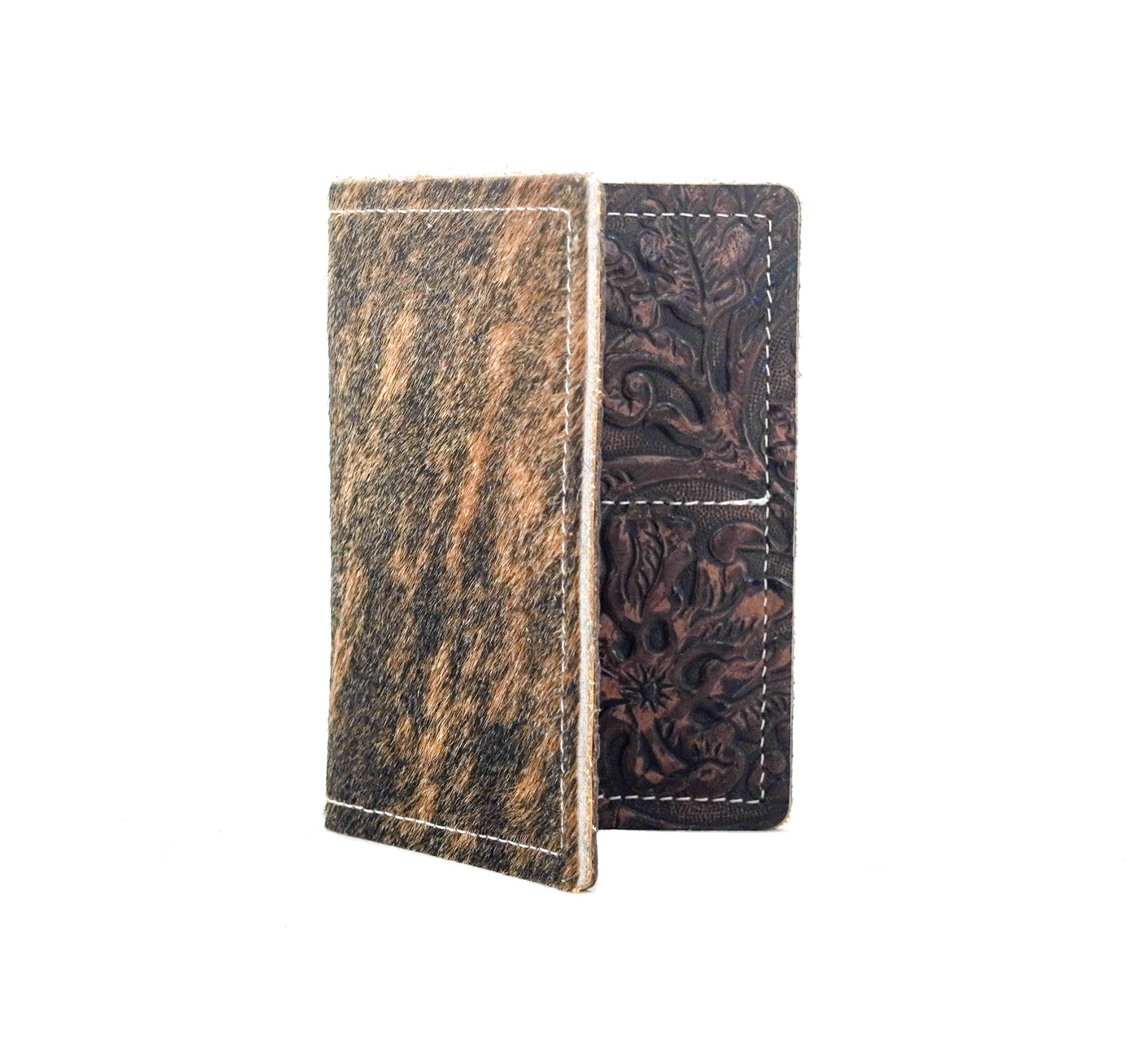 Waylon Wallet - Brindle w/ Cowboy Tool-Waylon Wallet-Western-Cowhide-Bags-Handmade-Products-Gifts-Dancing Cactus Designs