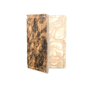 Waylon Wallet - Brindle w/ Marshmallow Roses-Waylon Wallet-Western-Cowhide-Bags-Handmade-Products-Gifts-Dancing Cactus Designs