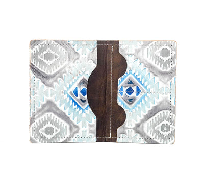 Waylon Wallet - Brindle w/ Rocky Mountain Aztec-Waylon Wallet-Western-Cowhide-Bags-Handmade-Products-Gifts-Dancing Cactus Designs