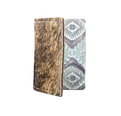 Waylon Wallet - Brindle w/ Rocky Mountain Aztec-Waylon Wallet-Western-Cowhide-Bags-Handmade-Products-Gifts-Dancing Cactus Designs