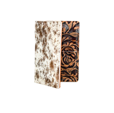 Waylon Wallet - Chocolate & White w/ Deadwood Roses-Waylon Wallet-Western-Cowhide-Bags-Handmade-Products-Gifts-Dancing Cactus Designs