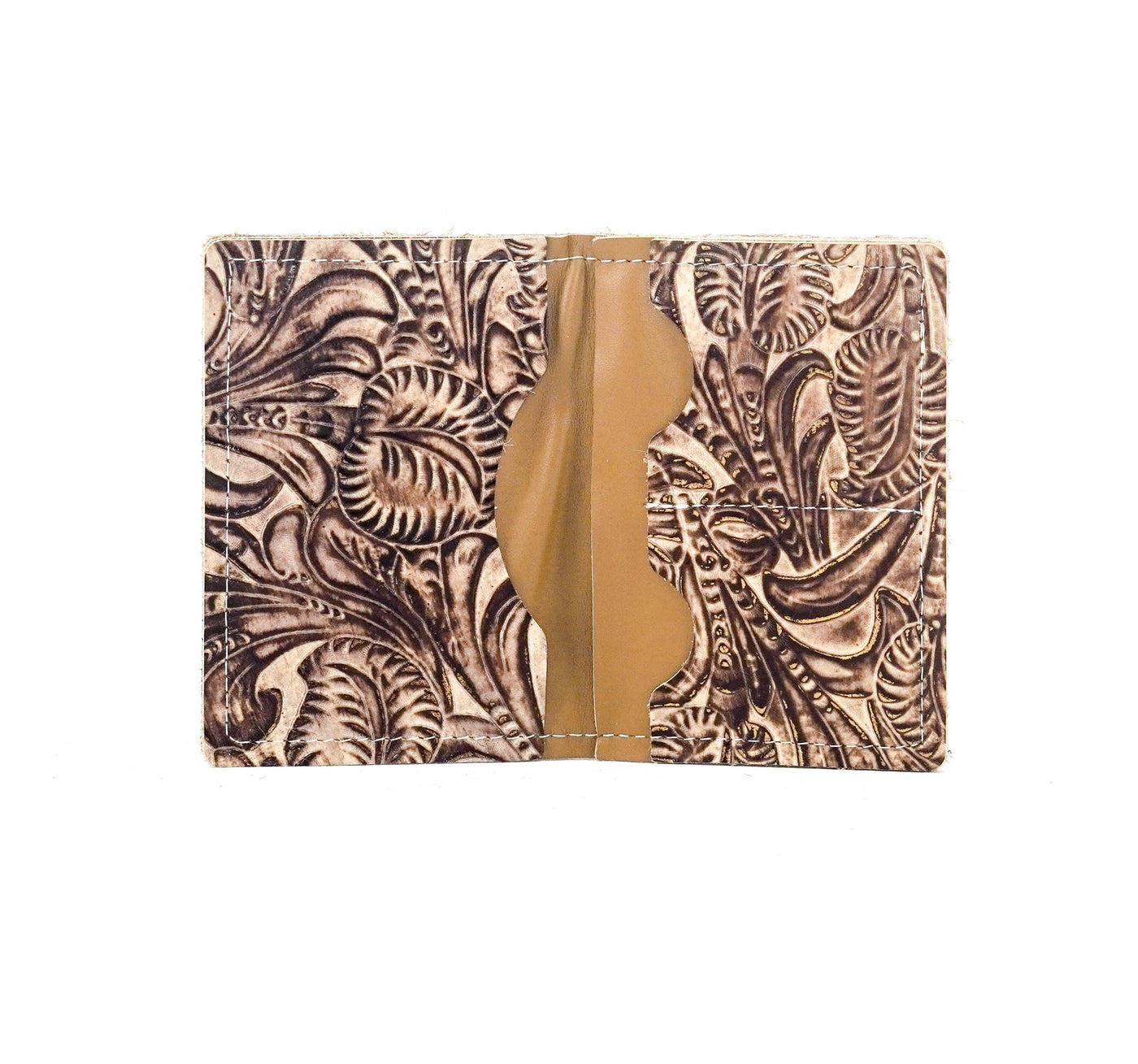 Waylon Wallet - Tricolor w/ Ivory & Brown Dallas Tool-Waylon Wallet-Western-Cowhide-Bags-Handmade-Products-Gifts-Dancing Cactus Designs