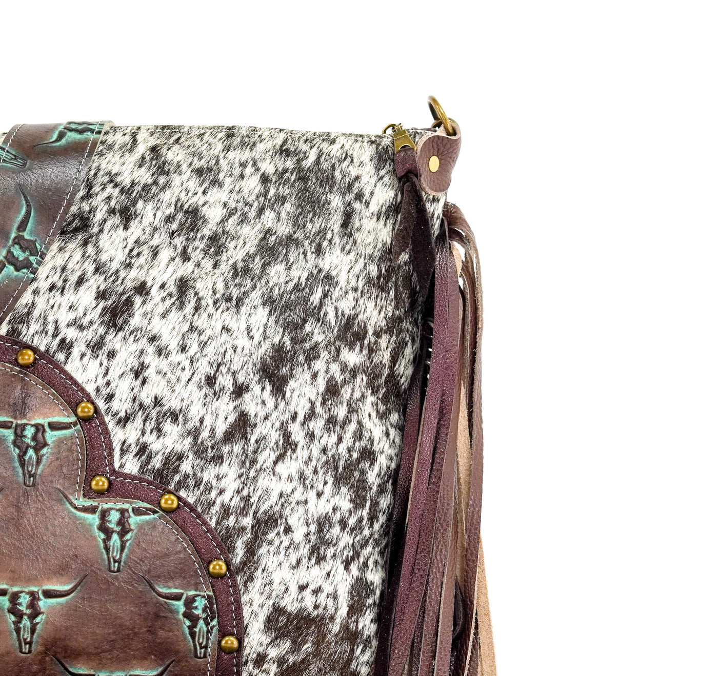 Wynonna - Black & White w/ Mint Chocolate Skulls-Wynonna-Western-Cowhide-Bags-Handmade-Products-Gifts-Dancing Cactus Designs