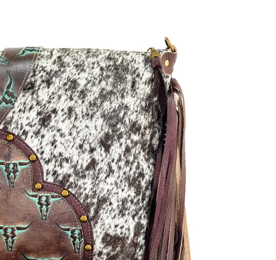 Wynonna - Black & White w/ Mint Chocolate Skulls-Wynonna-Western-Cowhide-Bags-Handmade-Products-Gifts-Dancing Cactus Designs