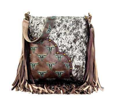 Wynonna - Black & White w/ Mint Chocolate Skulls-Wynonna-Western-Cowhide-Bags-Handmade-Products-Gifts-Dancing Cactus Designs