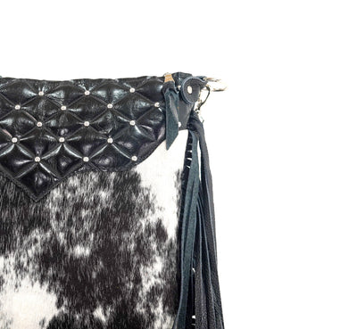 Wynonna - Black & White w/ Onyx Diamond Stitch-Wynonna-Western-Cowhide-Bags-Handmade-Products-Gifts-Dancing Cactus Designs