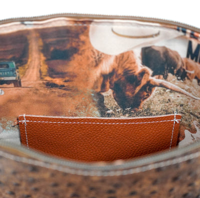 Wynonna - Brindle w/ Saddle Ostrich-Wynonna-Western-Cowhide-Bags-Handmade-Products-Gifts-Dancing Cactus Designs