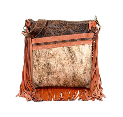 Wynonna - Brindle w/ Saddle Ostrich-Wynonna-Western-Cowhide-Bags-Handmade-Products-Gifts-Dancing Cactus Designs