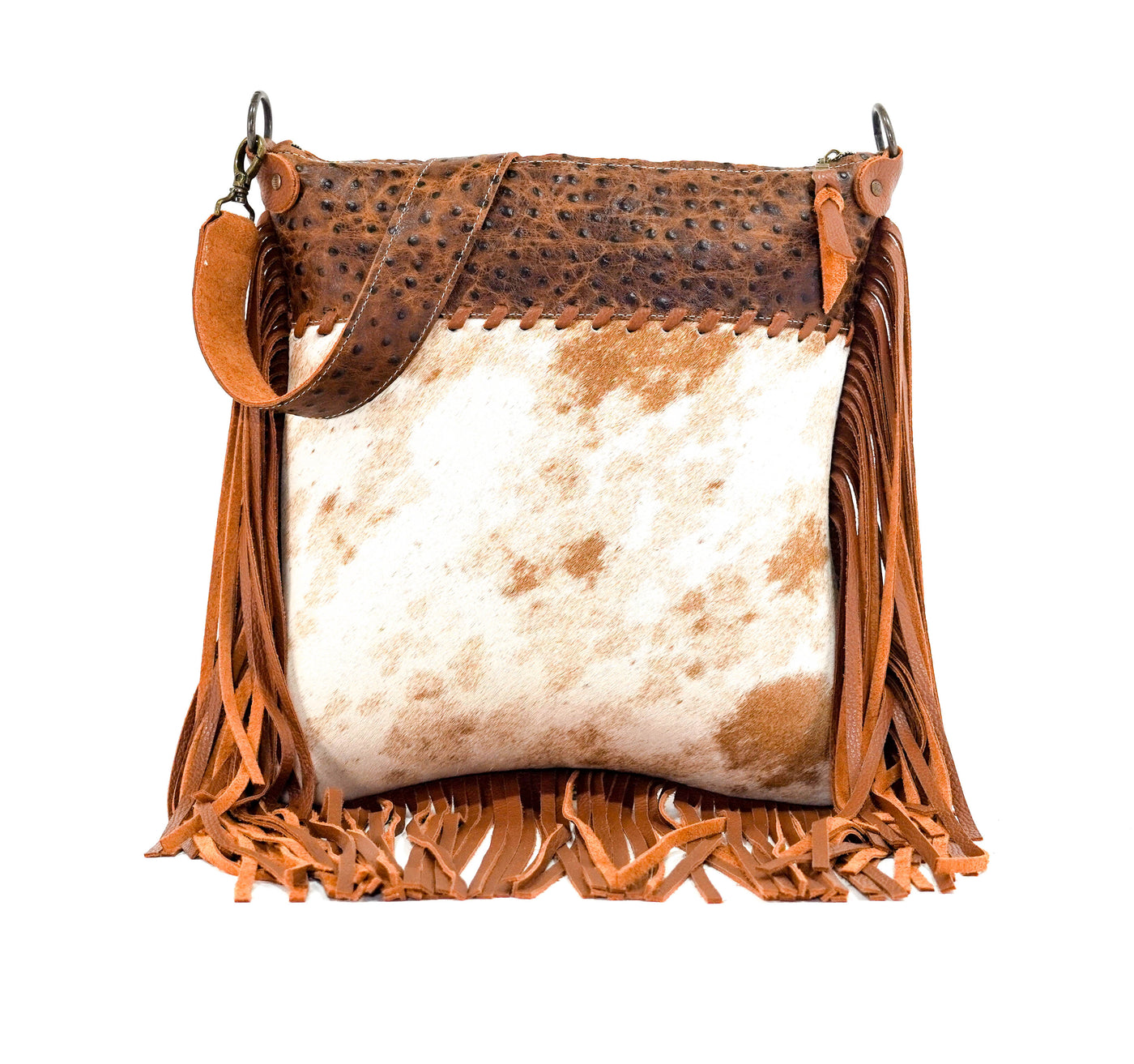 Wynonna - Longhorn w/ Saddle Ostrich-Wynonna-Western-Cowhide-Bags-Handmade-Products-Gifts-Dancing Cactus Designs