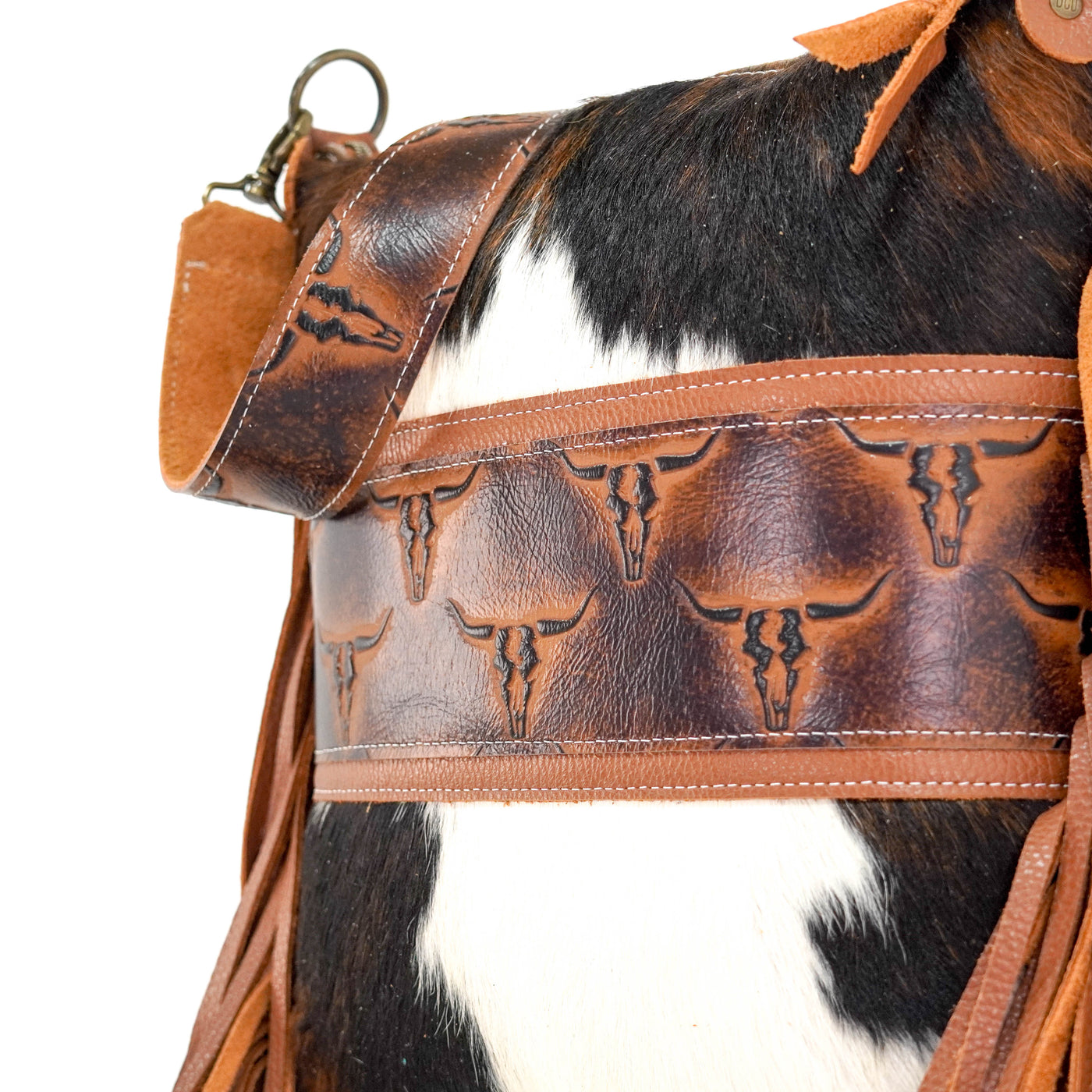 Wynonna - Tricolor w/ Burnt Skulls-Wynonna-Western-Cowhide-Bags-Handmade-Products-Gifts-Dancing Cactus Designs