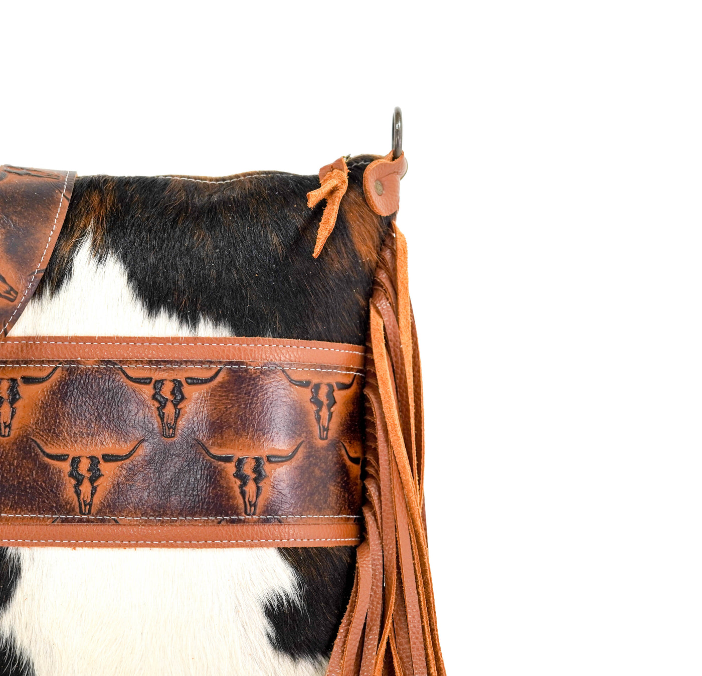 Wynonna - Tricolor w/ Burnt Skulls-Wynonna-Western-Cowhide-Bags-Handmade-Products-Gifts-Dancing Cactus Designs