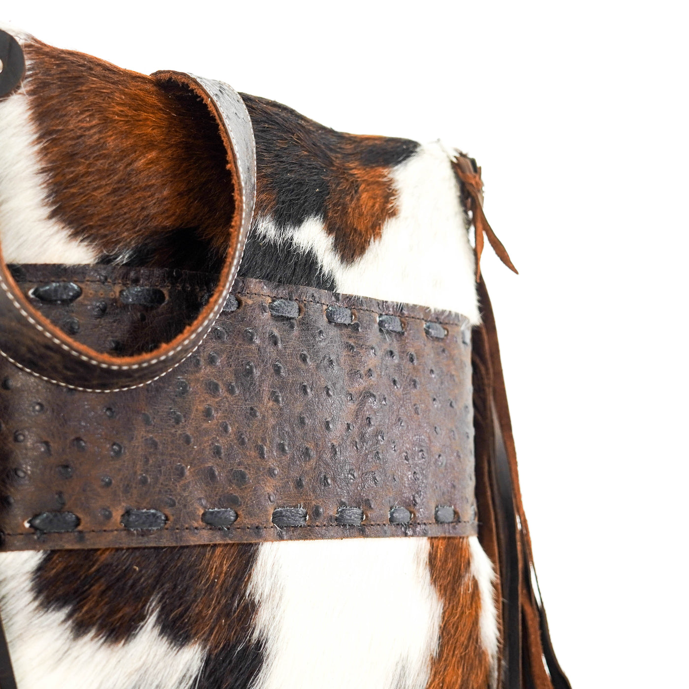 Wynonna - Tricolor w/ Walnut Ostrich-Wynonna-Western-Cowhide-Bags-Handmade-Products-Gifts-Dancing Cactus Designs