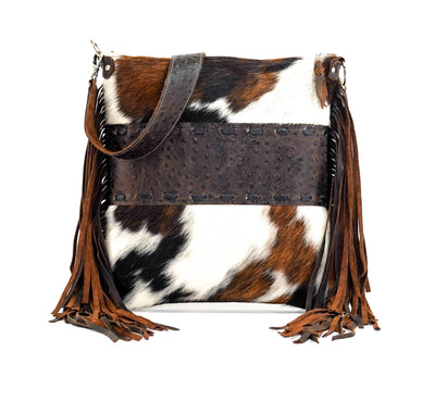 Wynonna - Tricolor w/ Walnut Ostrich-Wynonna-Western-Cowhide-Bags-Handmade-Products-Gifts-Dancing Cactus Designs