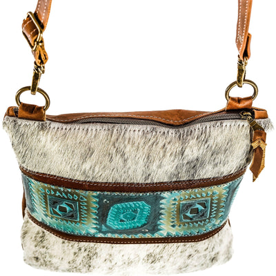 006 Shania - Light Grey Brindle w/ Canyon Aztec-Shania-Western-Cowhide-Bags-Handmade-Products-Gifts-Dancing Cactus Designs