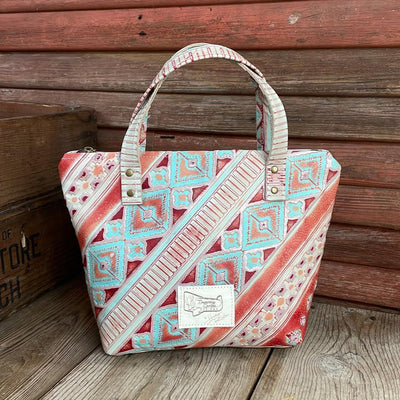 021 Feed Bag - Brindle w/ Fiesta Navajo-Feed Bag-Western-Cowhide-Bags-Handmade-Products-Gifts-Dancing Cactus Designs
