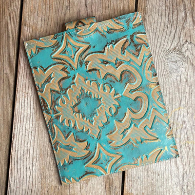 13'' Tablet Sleeve - Red Brindle w/ Agave Laredo-13'' Tablet Sleeve-Western-Cowhide-Bags-Handmade-Products-Gifts-Dancing Cactus Designs