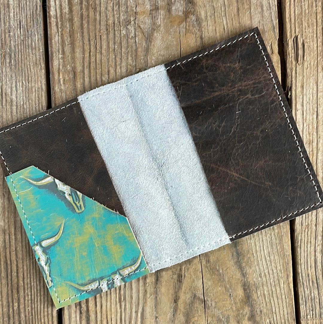 206 Passport Cover - Grey Brindle w/ Margarita Skulls-Passport Cover-Western-Cowhide-Bags-Handmade-Products-Gifts-Dancing Cactus Designs