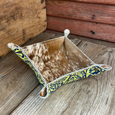 Mini Tray - Longhorn w/ Yellowstone River Tool-Mini Tray-Western-Cowhide-Bags-Handmade-Products-Gifts-Dancing Cactus Designs