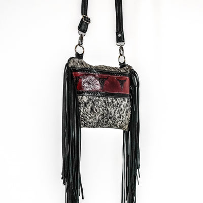 Patsy - Black & White w/ Burgundy Skulls-Patsy-Western-Cowhide-Bags-Handmade-Products-Gifts-Dancing Cactus Designs