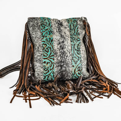Shania - Black & White w/ Turquoise Tool-Shania-Western-Cowhide-Bags-Handmade-Products-Gifts-Dancing Cactus Designs